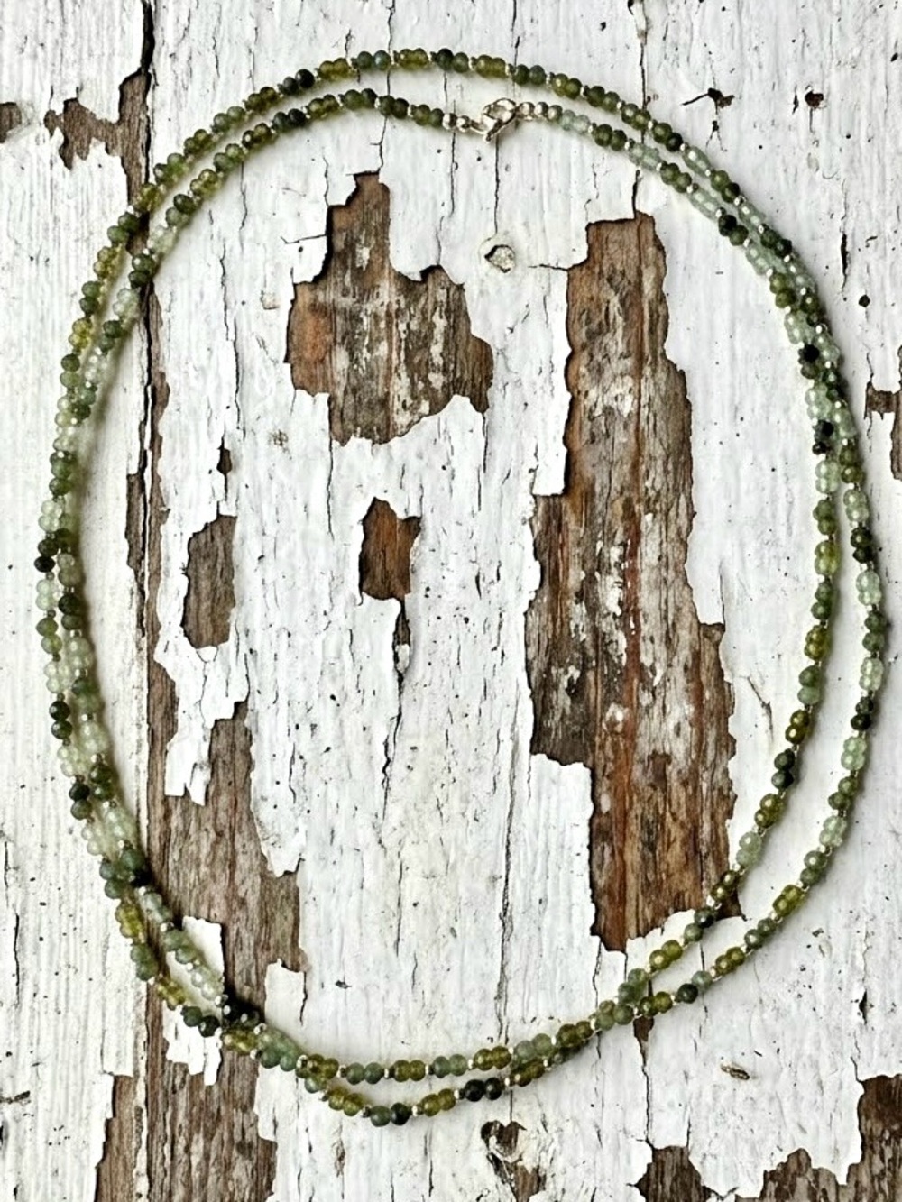 Dainty Vancouver Jade & Ombre Olive Green Cubic Zirconia Double Strand Necklace